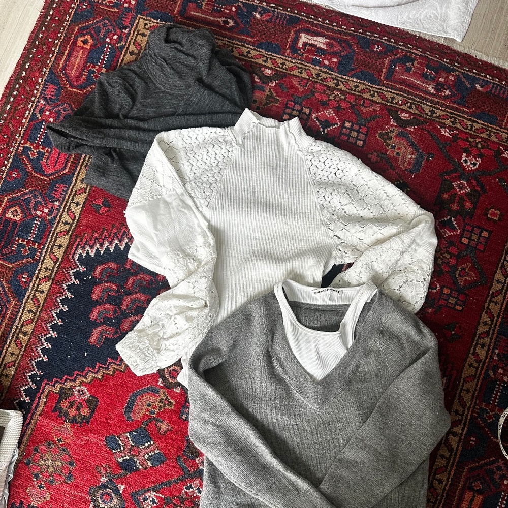 3 Sweater Bundle Bonanza: Theory & Alexander Wang (wool) & Free People (cotton)